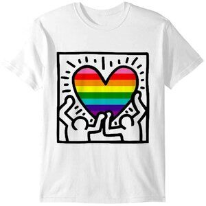 Keith Haring Heart Shirt Pop‑Art Love Pride Tee Vintage‑Style Graphic Shirt